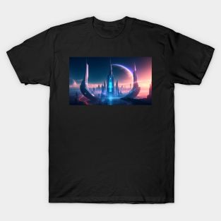 Futuristic city with beautiful sky landscape T-Shirt